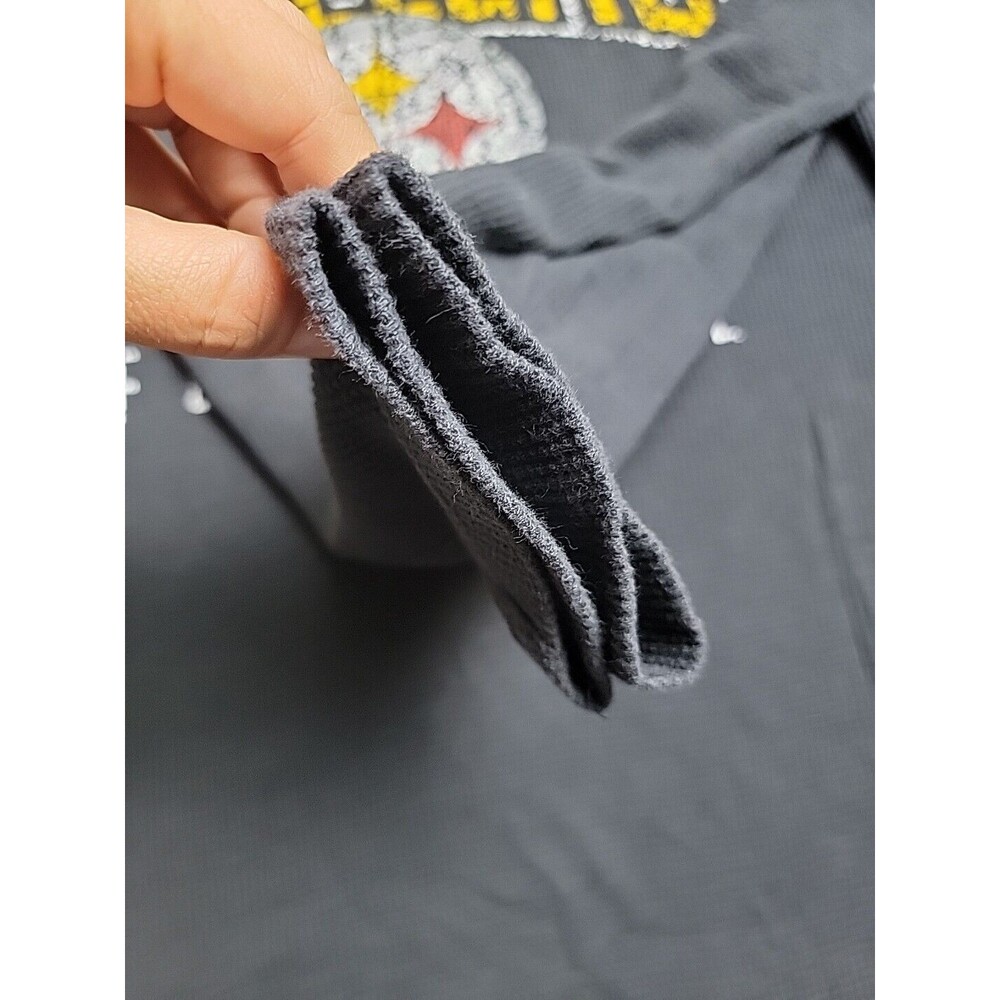 NFL Team Apparel Steelers Shirt Mens L Gray Thermal Long Sleeve Distressed DB24 - Picture 8 of 12
